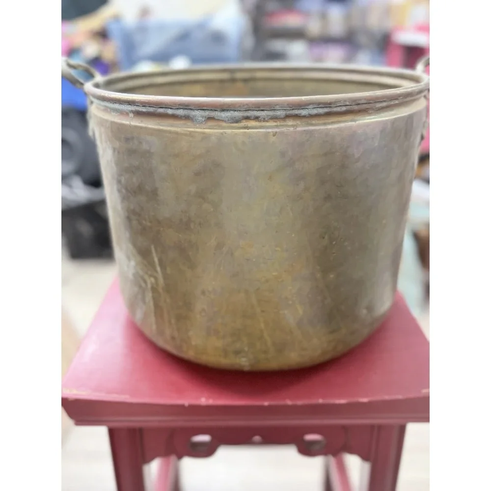 Vintage Copper Jardinniere 14in‎ Round Pot For Planter